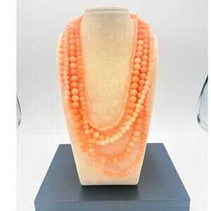 Talbots Semiprecious Dyed Agate 5‑Strand Peach Necklace Gold Tone Statement